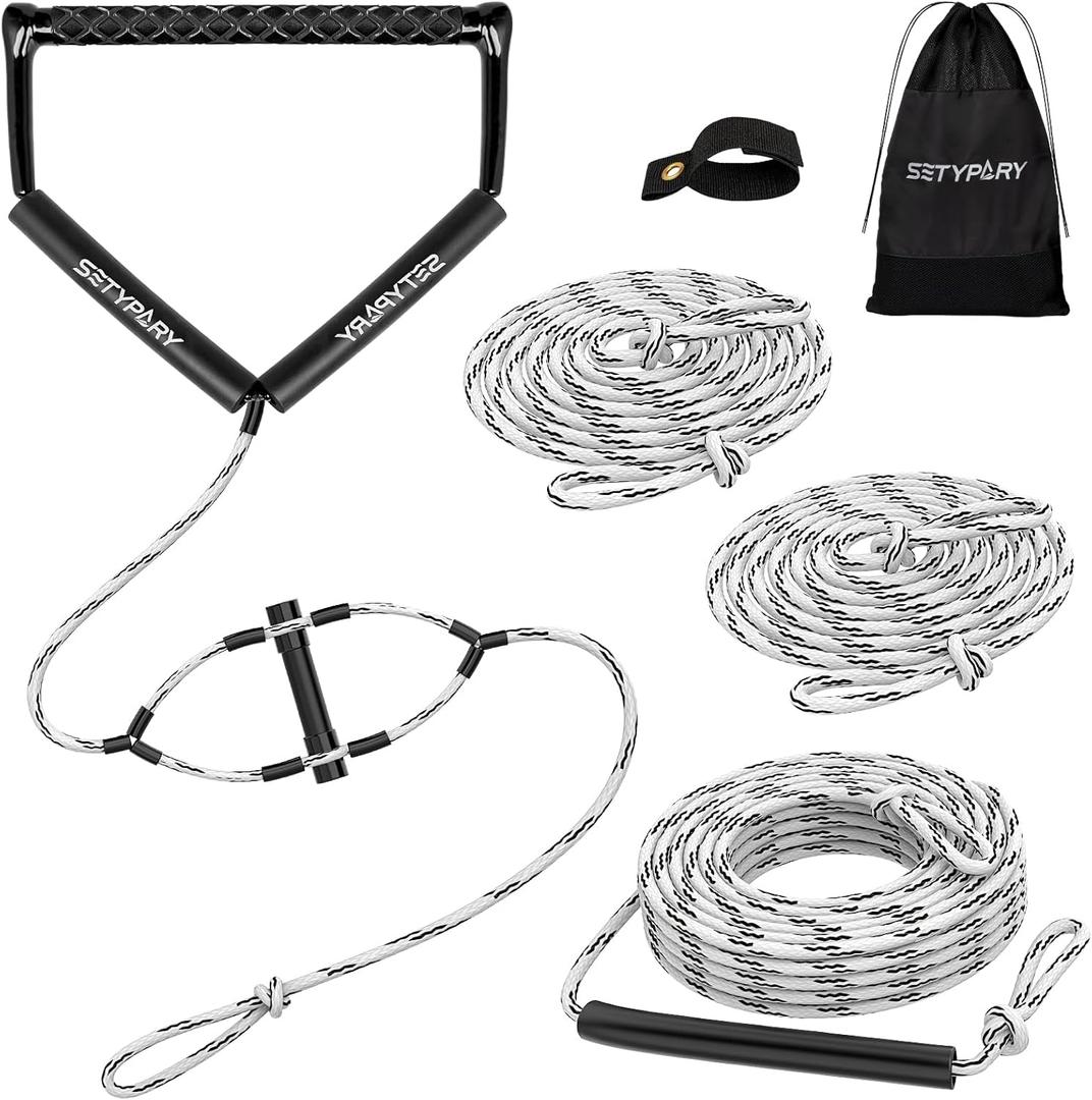75FT Wakeboard Rope and Handle, Floating Water Ski Rope for Watersports, 4 Sections Ski Ropes for Water Skiing, Kneeboarding, Wakeboarding