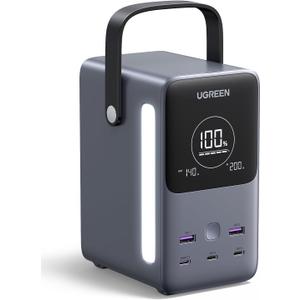 UGREEN 300W 48,000mAh Portable Charger Power Bank with Smart Digital Display, Lighting and SOS Mode, 153Wh 5 Ports USB C Battery Pack for Outdoor Camping and Home Backup for Laptop and More