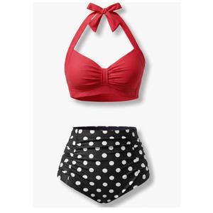 Holipick Women High Waisted Bikini Set Two Piece Swimsuit Tummy Control Bathing Suit Vintage Halter Swimwear, Size XXL