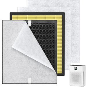 2 Pack PR1 Replacement Filter for Mooka Mode PR1 Air Purifier, H13 True HEPA Filter for Home Large Room up to 2200sq.ft, 4Pcs Washable Pre Filter Removes Pollen Dander Smoke Pet Hair Dust, Yellow