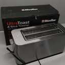 Mueller UltraToast Full Stainless Steel Toaster 4 Slice, Long Extra-Wide Slots for Bagels and Waffles, 6 Browning Levels, LED Display, Cancel/Defrost/Reheat Functions & Removable Tray, Kitchen Gadgets