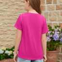ZDC Girls Short Sleeve Shirts Crewneck T Shirts Kids Summer Tops Basic Tees 5-14 Years (Pink)
