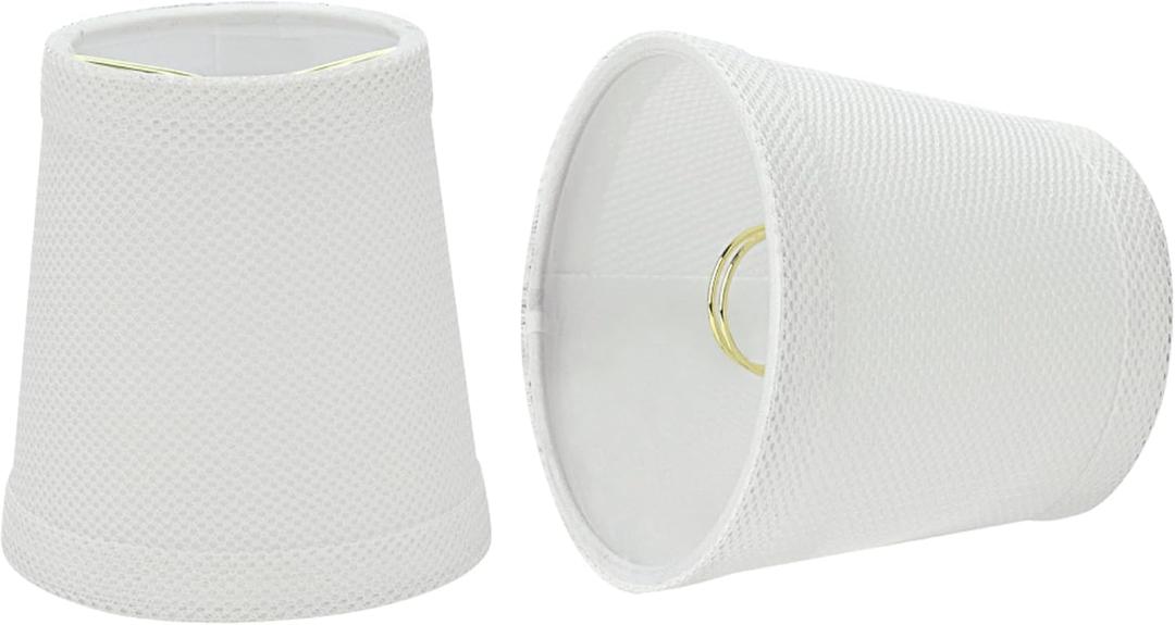 Aspen Creative 32718-2A, Empire Clip-On Chandelier Lamp Shade, White, 3" Top x 4" Bottom x 4" Slant Height, Set of 2