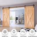 EaseLife 12 FT Double Door Sliding Barn Door Hardware Track Kit,Basic J Pulley,Heavy Duty,Slide Smoothly Quietly,Easy Install (12FT Track Kit for Double 36" Wide Door)