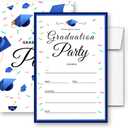 6 x Graduation invitations blue with envelopes Grad Celebration Announcement Cards 20 Pack (003) (GRAD(077))