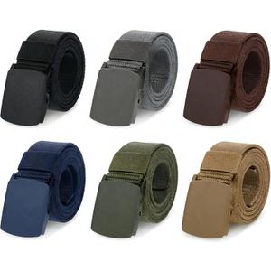 6 Pack Tactical Belt for Men, Metal Free Nylon Web Belts with Heavy Duty POM Buckle, 1.5" Work Utility Belt, 49 Inch
