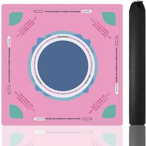 Neoprene Mahjong Mat for Table(33"X33")-Non-Slip Noise Reducing American Mahjong Mat,Odorless, Free of PAHs Mahjong Table Mat for Beginners & Experts,Includes Carrying Bag(Pink)