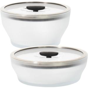 Anyday 4-Pc Microwave Cookware & Glass Food Storage Set with Glass Lids | Large Plastic-Free Containers | Stackable Steamer with Vented Lid for Microwave-Safe Reheating & Steaming Vegetables, Rice (Frosted - Black Sesame)