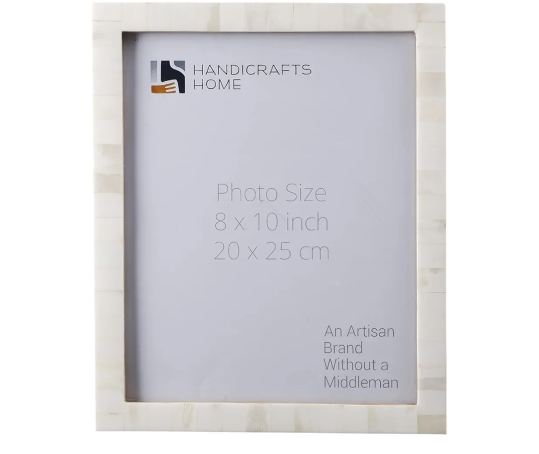 Handicrafts Home White 5x7 Picture Frame for Modern Minimalist Home Decor, Wedding Gift, Farmhouse Wall Decor, Boho Shelf Styling, Vintage Bone inlay Frames for Aesthetic & Living Room Picture Frame