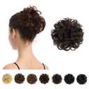 BARSDAR 100% Human Hair Bun Extension - Human Hair Messy Bun Hairpieces Brown Hair Bun Extensions for Women - Real Human Hair Bun Natural Hair Bun Scrunchies Updo Chignons Daily - Dark Brown