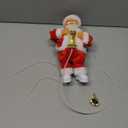 Electric Christmas Climbing Santa Claus Musical Christmas Tree Pendant Decoration Ornament Funny Singing Plush Climbs Up and Down Santa Claus on Rope Moving Figure Gift for Door Home Party Holiday (White)