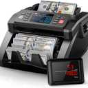 PONNOR N70 Mixed Denomination Money Counter Machine, Value Counting, Cash Counter with Three Displays, UV/MG/IR/MT Counterfeit Detection for Money Counting, Printer Enabled Bill Counter for Business