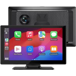 9" Wireless Carplay Screen for Car, Car Stereo with 4K Dash Cam & 1080P Backup Camera, Portable Apple Carplay & Android Auto Touchscreen, GPS Navigation/Mirror Link/Voice Control/Bluetooth