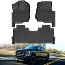 All Weather Floor Mats for 2017-2026 Ford F250/F350/F450 SuperCrew Cab with Rear Under Seat Storage, TPE Rubber Floor Liners Anti-Slip Full Set Automotive Mats for 2024 2025 F250/F350/F450 Accessories