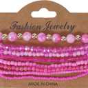 Boho Colorful Stackable Crystal Glass Beads Stretch Bracelets Multilayered Bracelets for Women Bohemian Jewelry