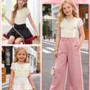 Girls Shirts Kids Ribbed Tops | School, Uniform, Short Sleeve, Crew Neck, Ribbed Knit, Casual, Summer Outfits, Youth, Teen, Birthday Clothes, Ages 5-14 (White)