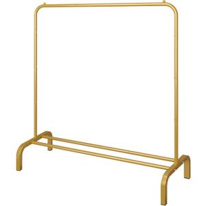 JIUYOTREE Metal 43.3 Inches Garment Rack with Bottom Shelf Clothing Rack for Hanging Clothes Coats Skirts Shirts Sweaters Gold (no wheel)