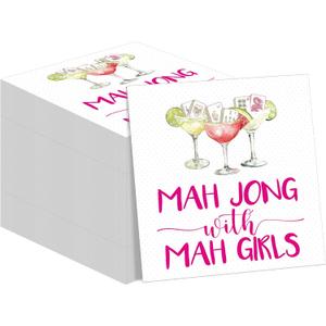 Gueevin 30 Pcs Mahjong Napkins Cocktail Paper 6.5 x 6.5 Inches Mahjong Party Supplies Gifts for Women Casual Gatherings Game Nights Birthday Party Dinner Home (Funny)