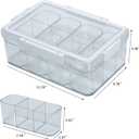 Yesesion Large Cord Organizer Box with Lid and Handle, Plastic Phone Charger Cable Holder with 12 Compartments for Desk Drawer, Clear Art Crafts Container with Removable Inner Cups