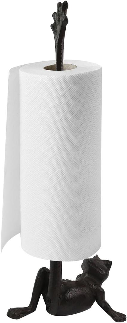 16.54" Cast Iron Rustic Frog Toilet Paper Holders,Metal Toilet or Kitchen Paper Holder for Floor or Countertop