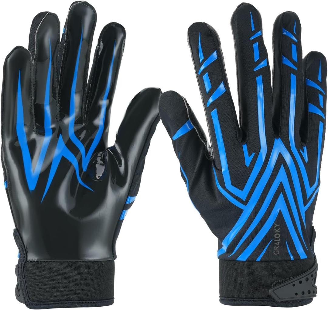 Football Gloves Men Women Boys, Youth Football Gloves, Ultra Sticky Silicone Palm Tacky Grip Gloves Youth Adult, Enhanced Performance Receiver Glove