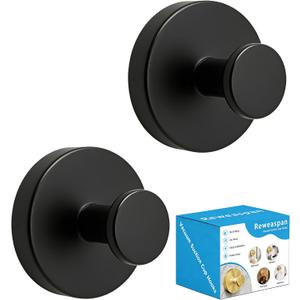 Suction Cup Hooks for Shower, Heavy Duty Towel Hooks for Walls No Damage, Suitable for Hanging Towels, Robes, Coats, Holds 15 lbs-2pack, Black