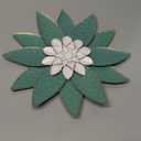 Metal Flower Wall Art Decor,10" Rustic Modern Antique Floral Sculpture, Distressed Iron Wall Hanging Home Decoration Accent Artworks for Indoor Kitchen Bedroom Living Office Outdoor Garden Patio (38B-Green)