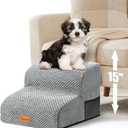 Topmart High Density Foam Pet Steps 2 Tiers,11.8" High,Non-Slip Dog Stairs,Soft Foam Dog Ramp Ladder,Best for Injured,Older Cats,Pets with Joint Pain,Suitable for Low Sofas,Stairs,Lower Place
