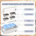 Countertop Ice Food Serving Display Tray with 4 Pan, Salad Bar Buffet Station for Home, Cold Food Buffet Server, Pizza Topping Station, Cold Buffet Table Serving Station for Party