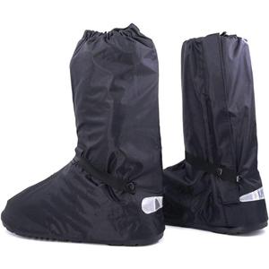 Hilitchi Black Men Waterproof Rainstorm Rainy Day Rain Suit Raingear Motorcycle Outdoor Protective Gear Rain Boot Shoe Cover Zipper US 10-11 Euro 44-45 Black