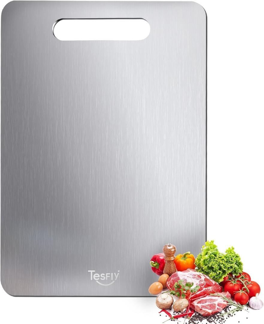 New Titanium Cutting Board - 100% Pure Titanium Cutting Boards For Kitchen,Easy to clean, Double-sided food-grade Cutting Board For Cutting Meats, Fruits And Vegetables18 * 12