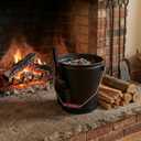 Home-Complete 4.75 Gallon Black Ash Bucket with Lid and Shovel-Essential Tools for Fireplaces, Fire Pits, Wood Burning Stoves-Hearth Accessories