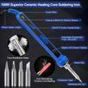 194PCS Soldering Iron Kit,100W Soldering Iron Adjustable Temperature,Solder Wire,Stand,Desoldering Pump,Soldering Welding Iron Kit for Electronics Hobby DIY 110V US Plug
