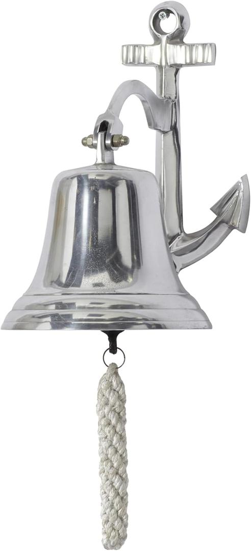 Deco 79 Aluminum Metal Bell Home Wall Decor Wall Sculpture with Anchor Backing, Wall Art 7" x 7" x 10", Silver Deco 79 Aluminum Metal Bell Home Wall Decor Wall Sculpture with Anchor Backing, Wall Art 7" x 7" x 10", Silver