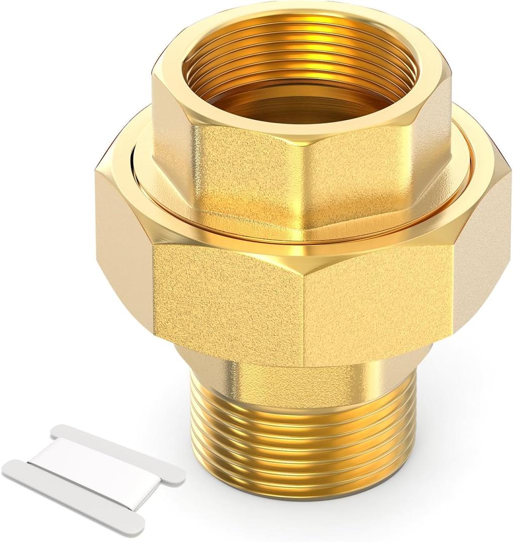 GASHER 1PC Brass Union, 3/4" NPT Male x 3/4" NPT Female Pipe Fitting