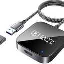 2in1 Wireless CarPlay Adapter & Car TV Mate Pro 2026 [Metal & Glass Case] Convert Wired to Wireless Car Play with HDMI Input for TV Stick, Screen Mirroring & Streaming, Fit for 2016+ Cars Black