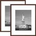 ENJOYBASICS 16x20 Picture Frame, Display Poster 11x14 with Mat or 16 x 20 Without Mat, Wall Gallery Photo Frames, Brown, 2 Pack