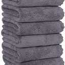 MOONQUEEN 6 Pack Premium Hand Towels - Quick Drying - Microfiber Coral Velvet Highly Absorbent Towels - Multipurpose Use as Hotel, Bathroom, Shower, Spa, Hand Towel 16 x 28 inches (Gray)