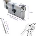 60MM Solid Brass Lock Cylinder with 3 Brass Keys Satin Nickel Color Cylinder Door Lock Replacement (Color:Satin Nickel, 60MM-Thumbturn,Material: Brass)