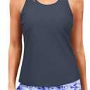 Yonique 3 Piece Tankini Swimsuits for Women Bathing Suits with Boy Shorts and Swim Tank Top Bra Modest Swimwear (Purple, L)