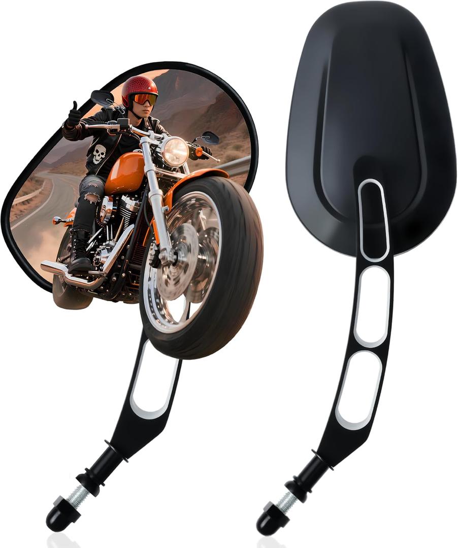 MRGDLKY Black ​Motorcycle Mirrors 8MM - Heavy Duty Rear Vew Mirror Side Hollow Rod Arrow Compatible with Touring Sportster Softail Road Glide Electra Street Glide Road King Dyna Ultra Vrod 1982-2025, HD 8MM Bolts