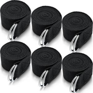 6 Pcs Yoga Strap for Stretching 8 Ft Yoga Exercise Adjustable Straps Bands with Safe Adjustable D Ring Buckle for Pilates Gym Workouts Fitness Improves Sitting Posture (Black)
