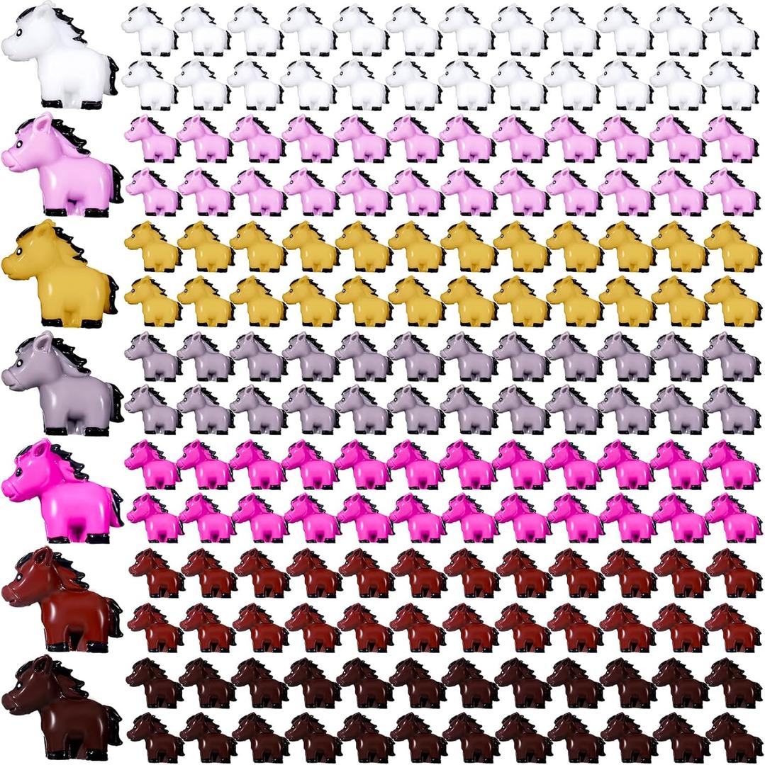 Shappy 80 Pcs Mini Horse Figures Resin Horse Foal Models Miniature Animals Figurines Resin Miniature Ornaments Decoration for Garden Accessories Landscape Terrarium Cake DIY(Bright Color)