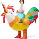 Spooktacular Creations Chicken Inflatable Costume Adult, Riding a Rooster Blow Up Funny Halloween Costume for Men Women Dress-Up Themed Cosplay Parties