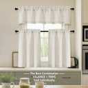 2 x OVZME Natural Valance for Windows, Light Filtering Faux Linen Textured Small Short Valance Kitchen Curtain, Dual Rod Pocket Top Short Window Curtain for Bathroom Basement Farmhouse, 1 Piece, 52Wx14L