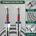 Shower HoseUpgrade 3 Layers Stainless Steel Shower TubeAnti-Kink and Leak-ProofHigh Pressure ResistanceEasy DIY ReplacementUniversal G 1/2 Connection. (2M) (79inchs)