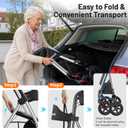 R4 Walkers for Seniors with Seat,Foldable Rollator Walker with Brakes,4 Wheeler for Adults,Support 330lbs,Walker Wheelchair Combo with 8" Anti-Slip Wheels,Upright Walker with Storage Bag