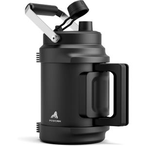 64 oz Insulated Water Bottle for Gym: 2-in-1 Straw Spout Lid, Dual Handle, Leakproof, Keep Cold 36H, Half Gallon Stainless Steel Water Jug for Travel, Hiking, Cycling, Park, Workout, Picnic (Midnight)