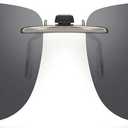 Polarized Clip On Sunglasses Over Prescription Glasses Men Women Compact Fit Non-Flip Up (Black)