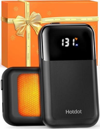 Hotdot Hand Warmers Rechargeable 2 Pack, 4 Heat Levels (104–131°F), Real-Time Temp & Battery Display, Electric Hand Warmers, Fast Heating, Fits in Gloves/Pocket, Gifts for Women & Men, Set of 2